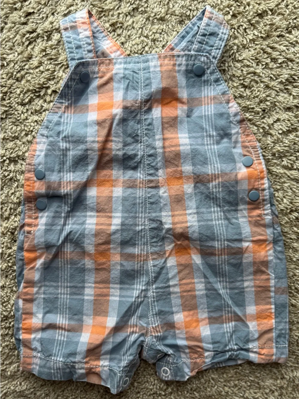 Carter’s Baby Boy 6M Plaid Shortall Romper + Orange Polo Onesie Outfit